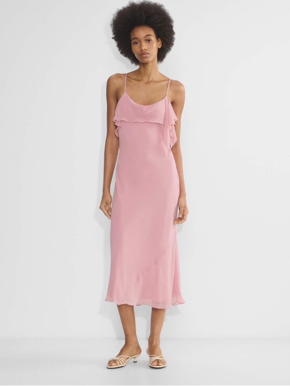 NWT Aritzia Cannelle crepe slip dress with ruffles size L